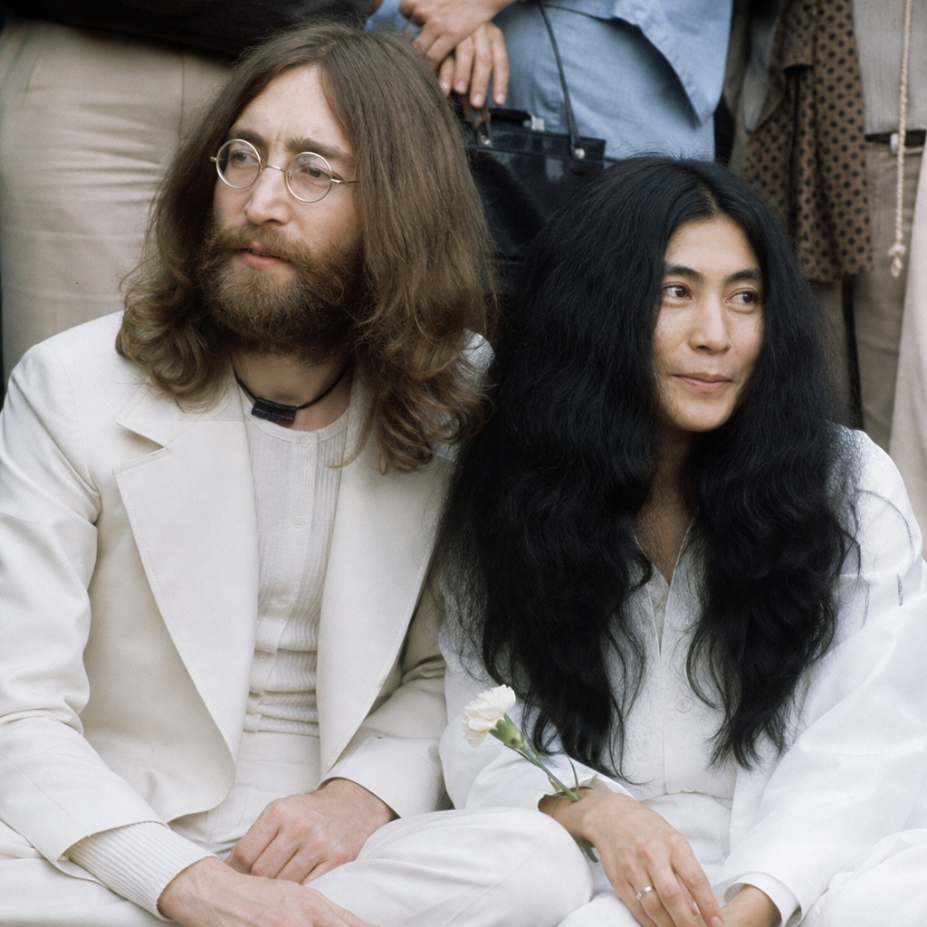 John Lennon and Yoko Ono in a public peace-focused moment