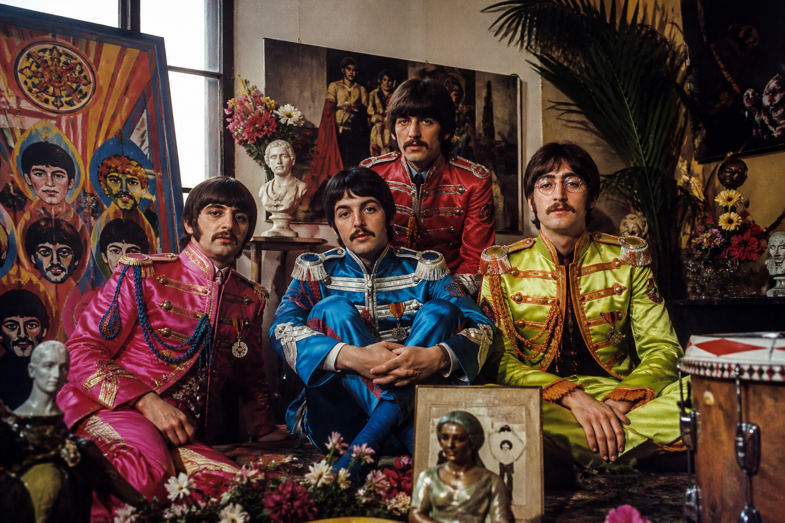 The Beatles’ Sgt. Pepper era artwork and studio experimentation mood
