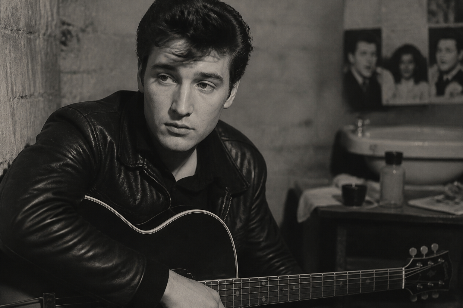 John Lennon in a vintage editorial portrait style