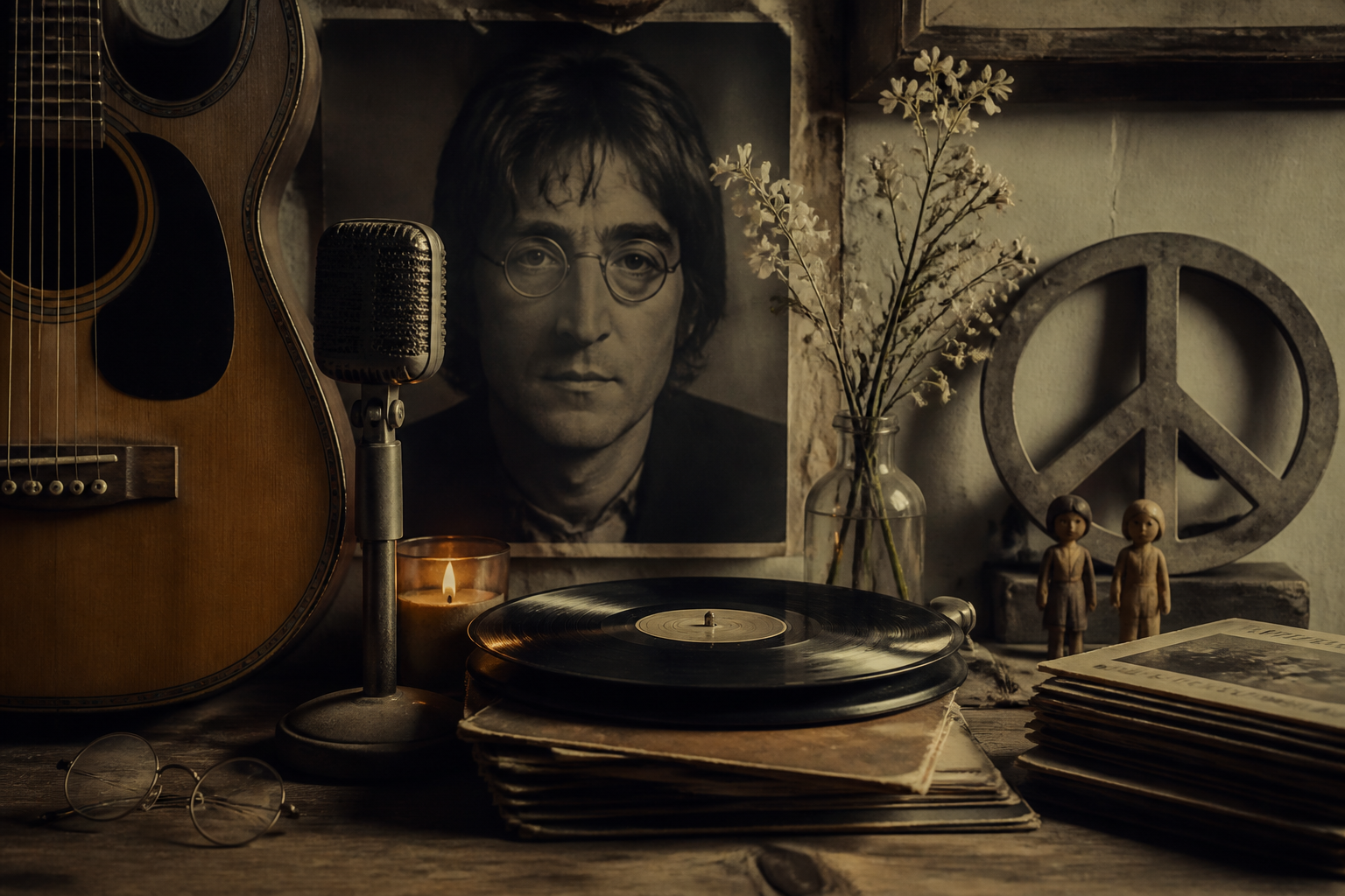 A tribute-style image representing John Lennon’s legacy