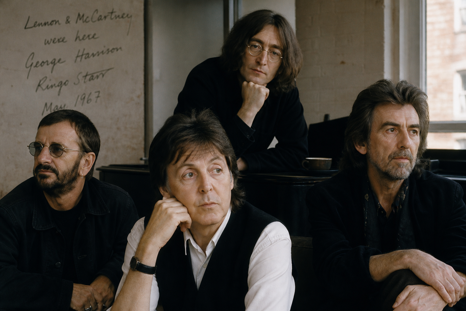 The Beatles later in life reflecting on their friendship