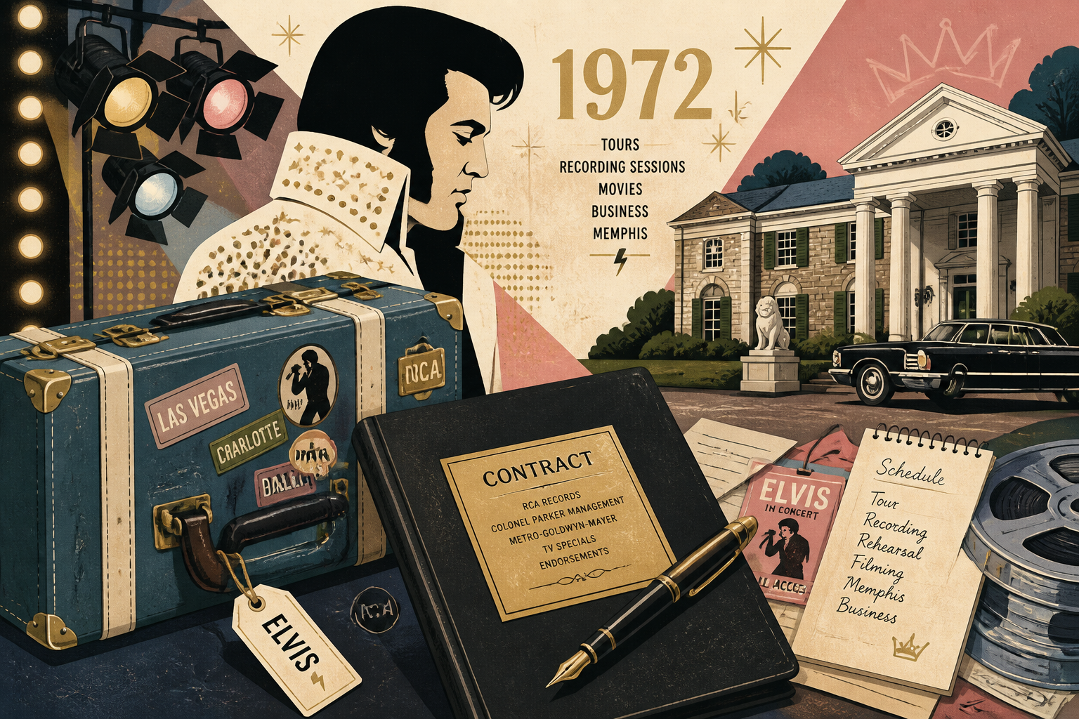 Illustration of Elvis Presley’s business life in the early 1970s