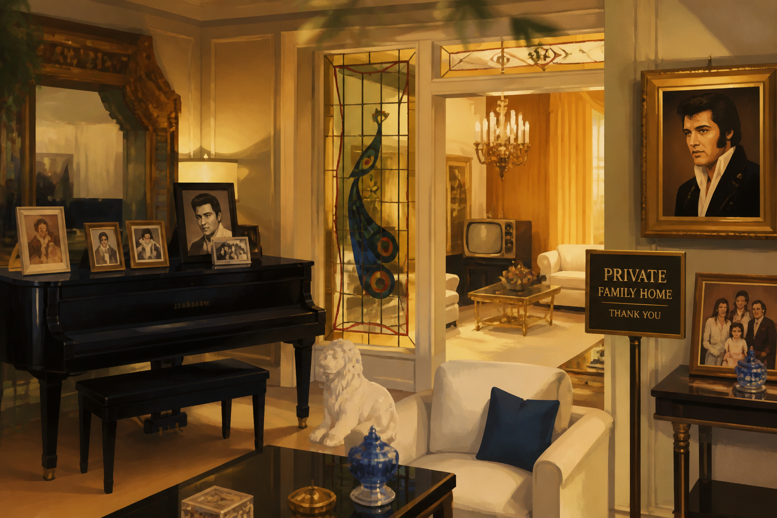 Illustration of Graceland as a family home
