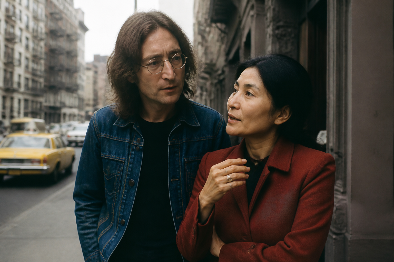 John Lennon and Yoko Ono in New York during the early 1970s