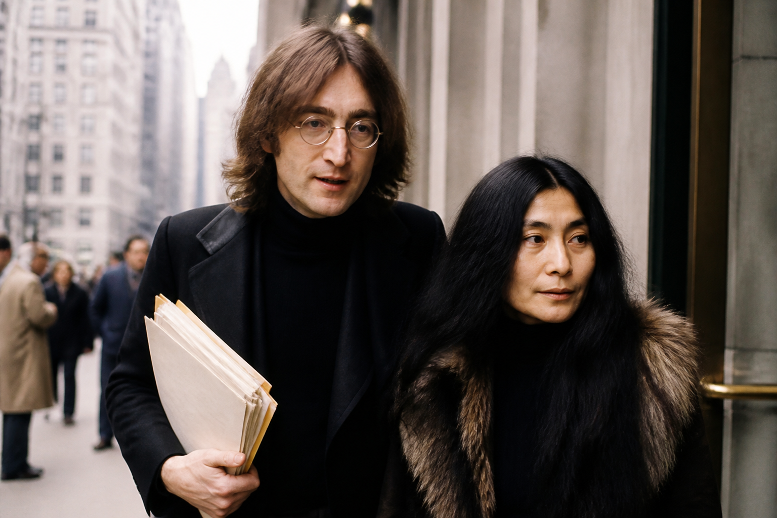 John Lennon and Yoko Ono after winning the right to remain in the United States