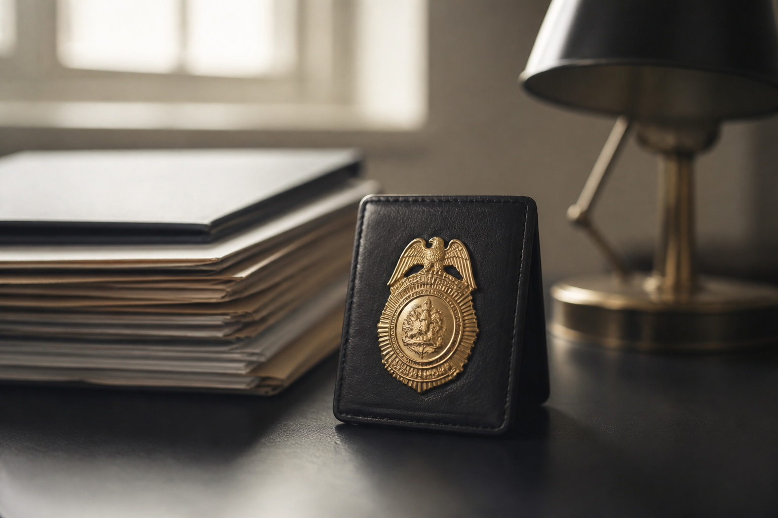 The Bureau of Narcotics and Dangerous Drugs office materials and agency badge