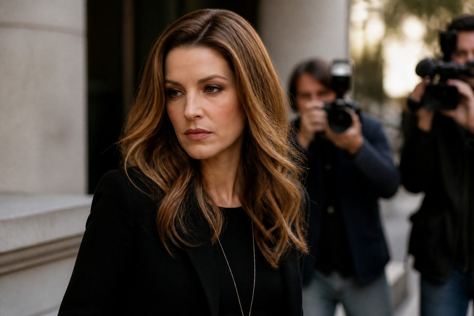 Lisa Marie Presley leaving courthouse after divorce filing