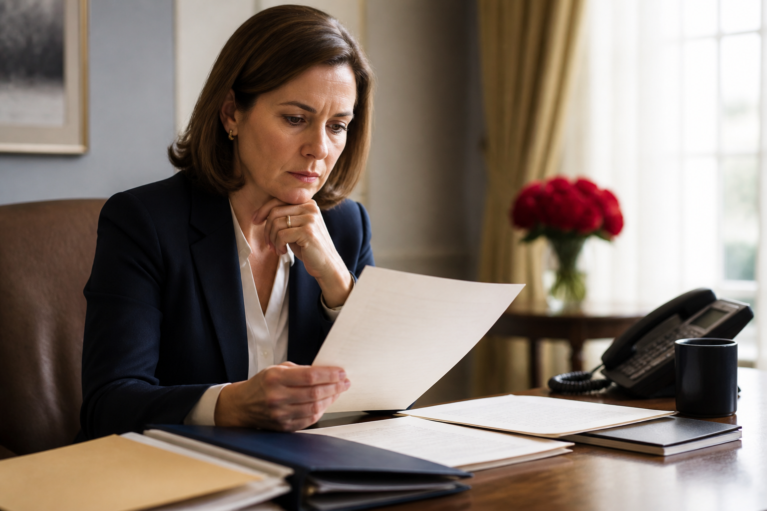 White House staff reviewing an unusual visitor request at a desk