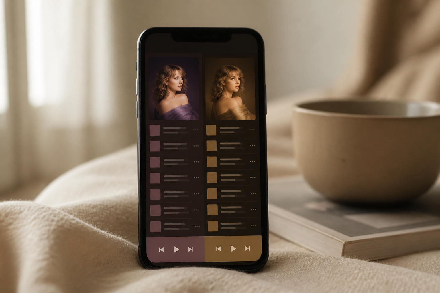Streaming app interface with original and Taylor’s Version recordings