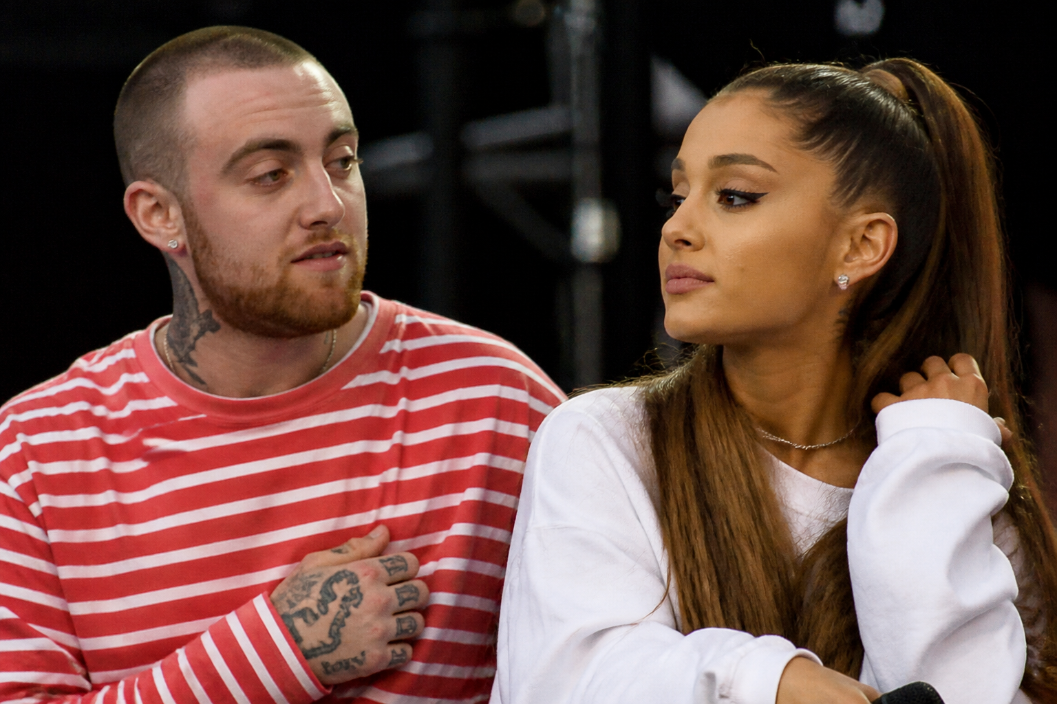 Ariana Grande and Mac Miller in a public appearance