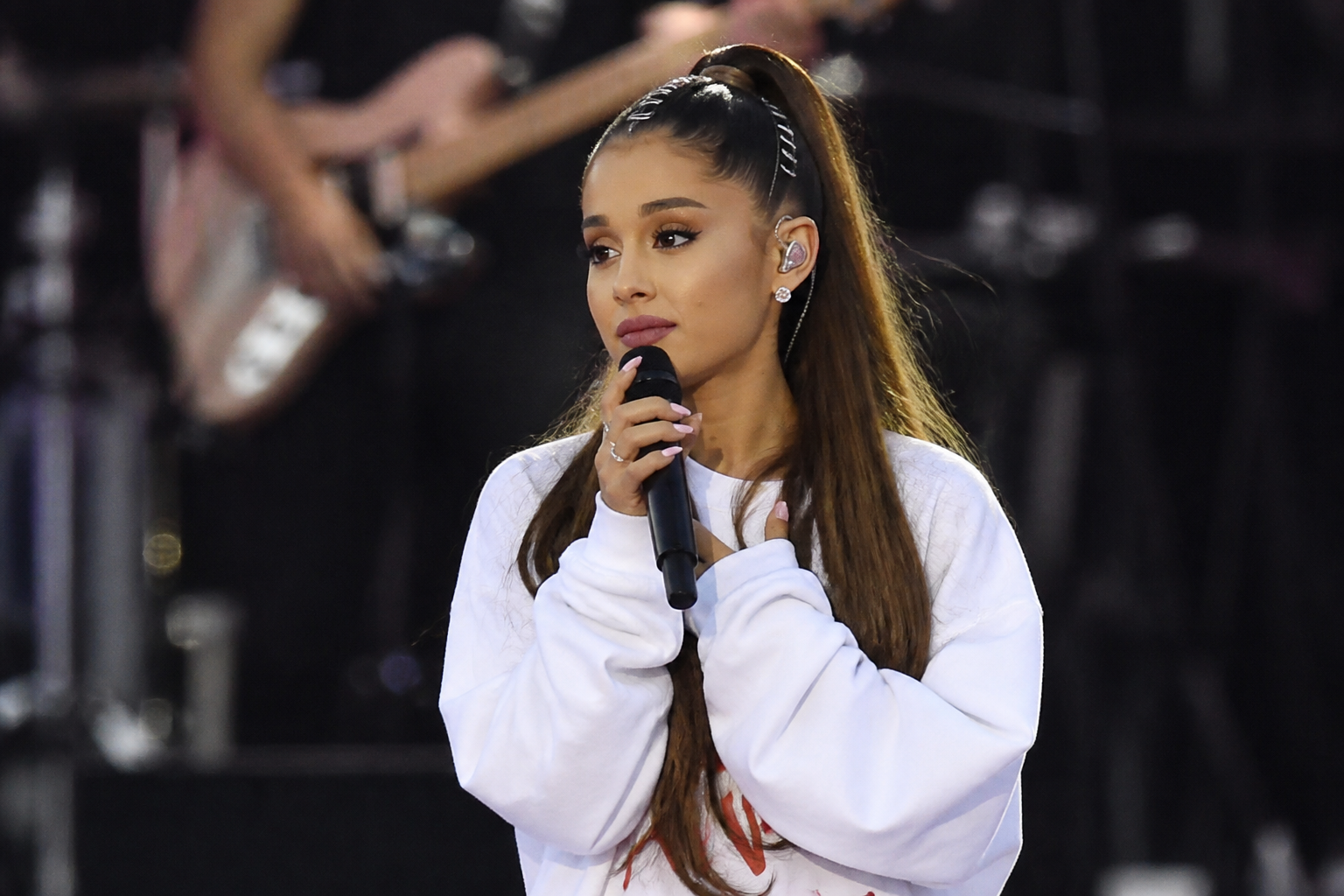 Ariana Grande at a benefit concert