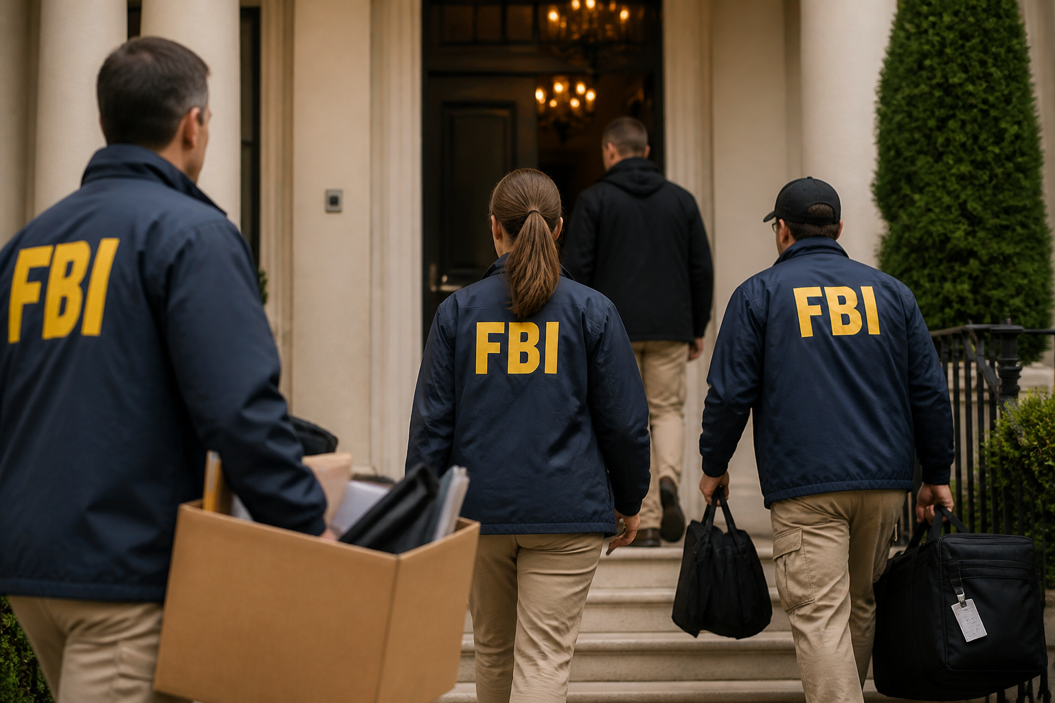 Federal investigators at a property search