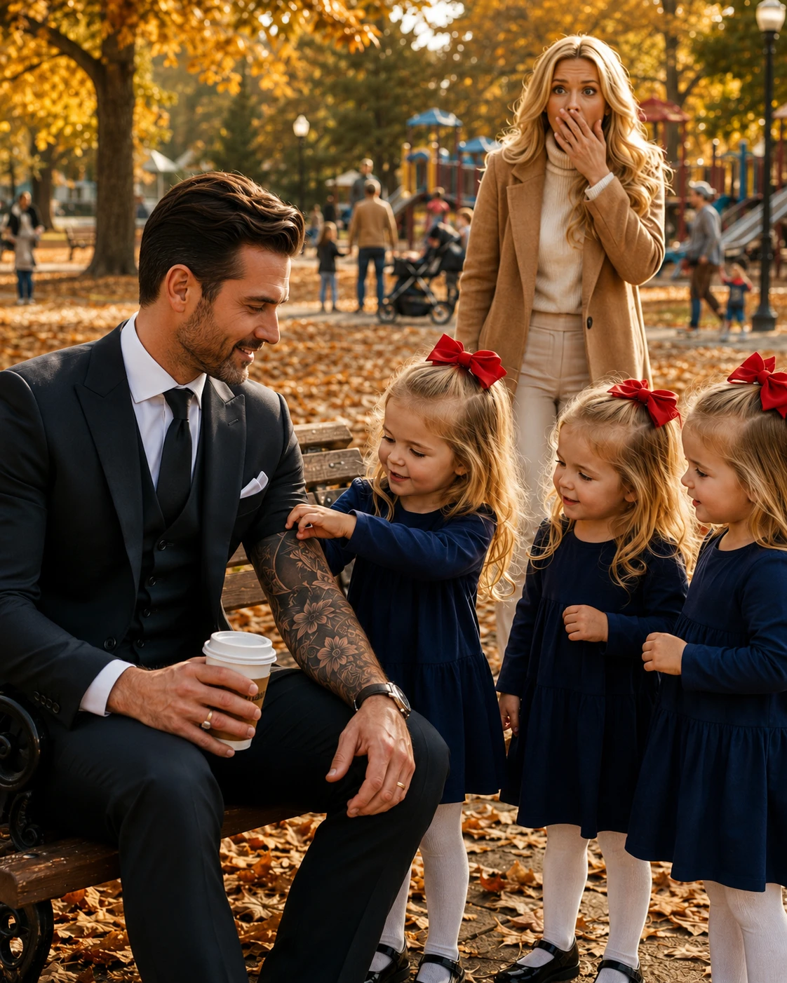 Part 2 “Our mom has the exact same tattoo.” I nearly dropped my coffee when three identical little girls pointed at the broken compass on my arm 005