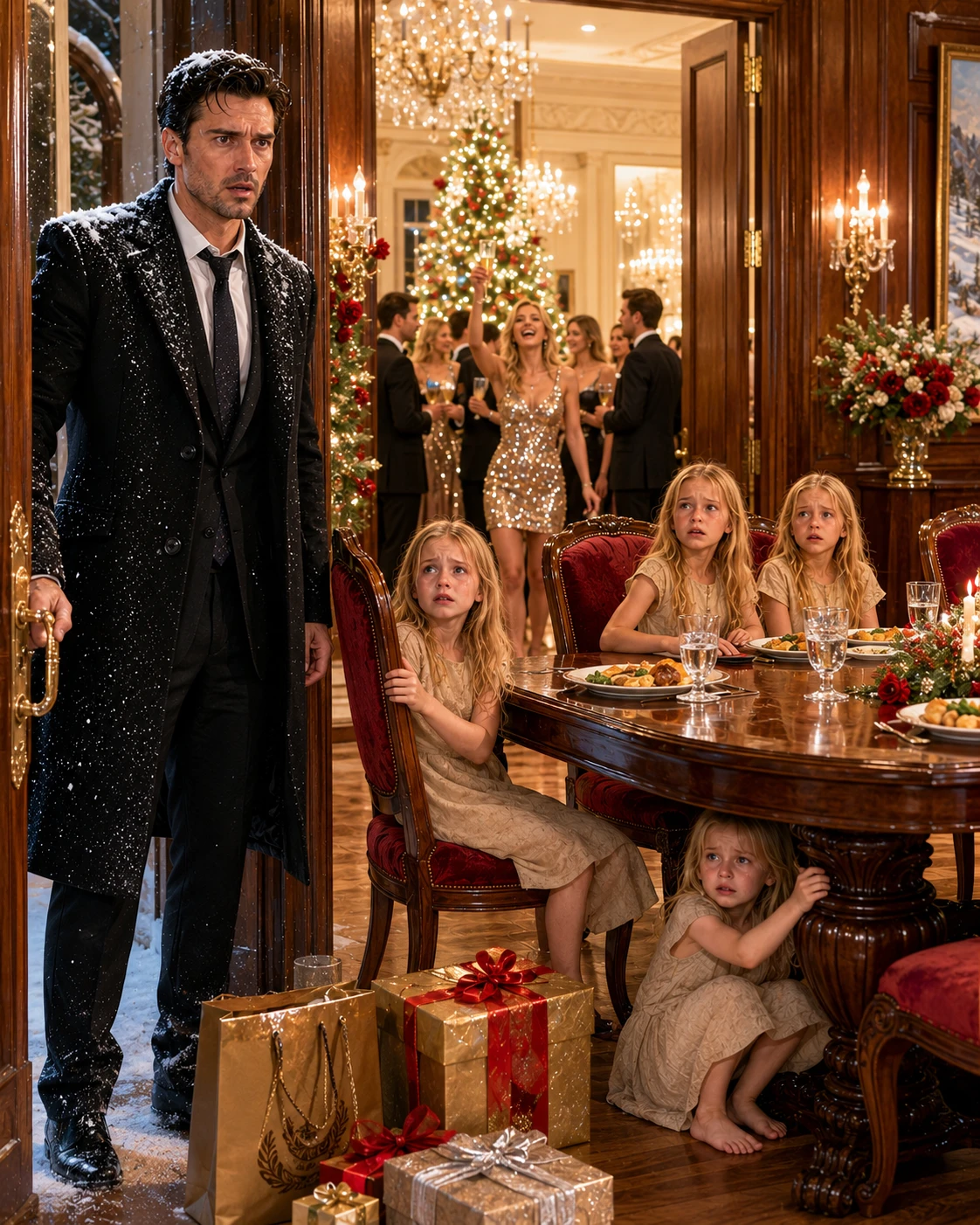 Part 2 The millionaire came home for Christmas and found his little daughters eating moldy bread while his new wife danced in diamonds downstairs 005