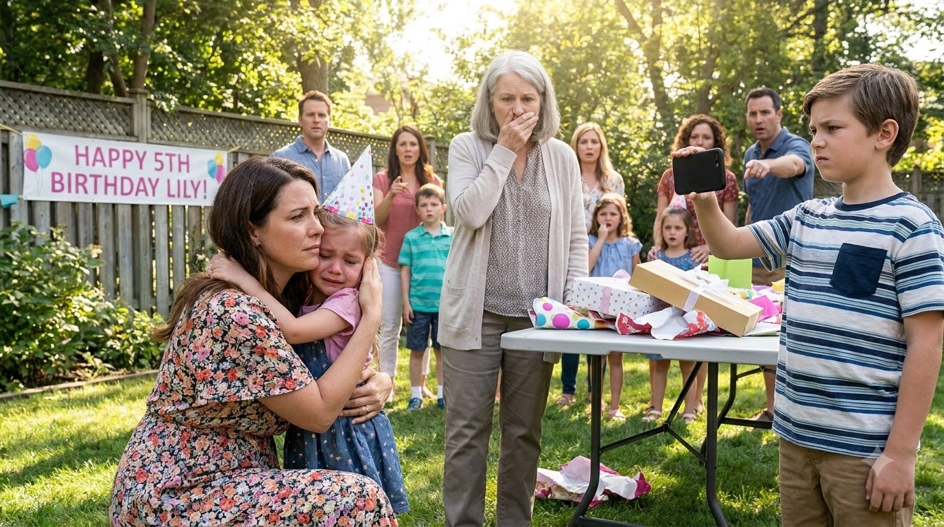 My mother-in-law dragged my five-year-old daughter across the party by her hair—then claimed the terrified child had stolen $3,000 from her purse.