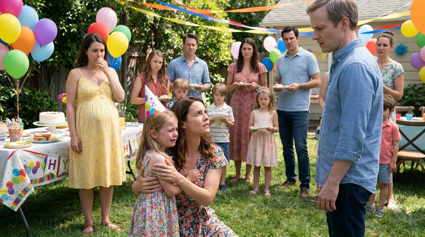 My husband slapped our five-year-old daughter across the face in the middle of her birthday party. Then she looked at me through her tears and said one sentence that made the entire room go silent.