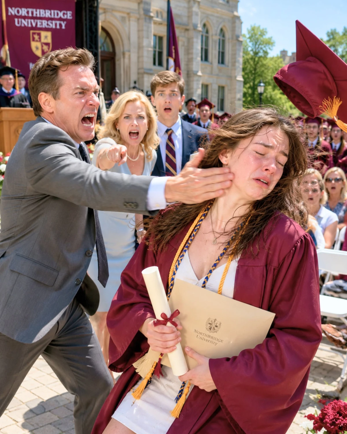 My Father Slapped Me So Hard During My College Graduation That My Cap Crashed Onto the Pavement. My Mother Pointed at Me and Shouted, “You're Nothing but a Loser in a Graduation Gown!” 005