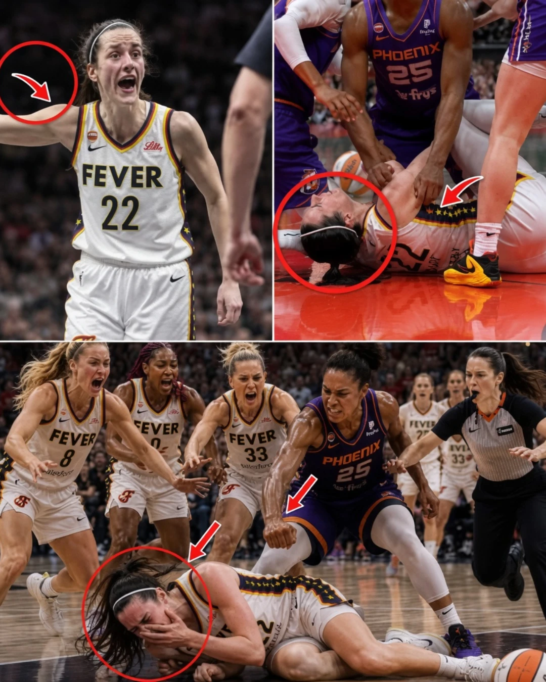 PL.Caitlin Clark holds her shoulder in pain after collision with Alyssa Thomas - Fans panic