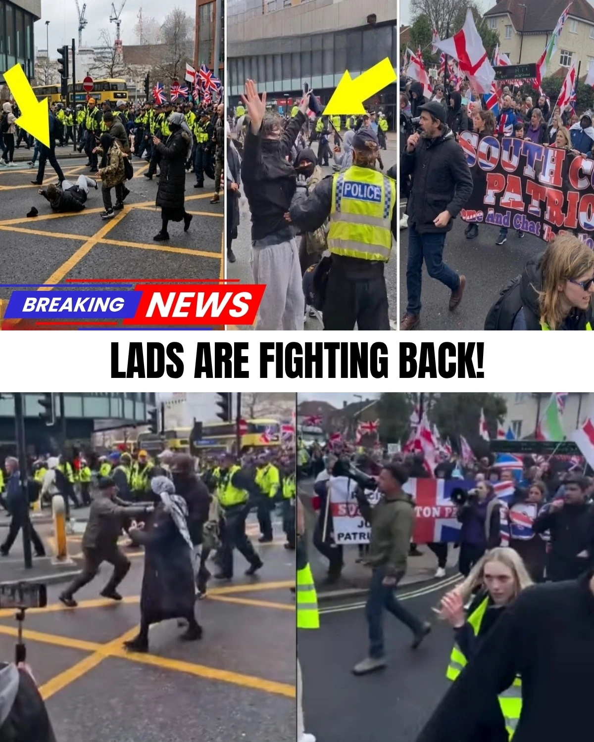Britain is tearing itself apart! 🇬🇧 Following Nigel Farage’s shock election gains, the streets have turned into a literal battleground. 🤜💥 From London to Widnes, "British Lads" are clashing head-on with protesters in a terrifying display of "street justice."