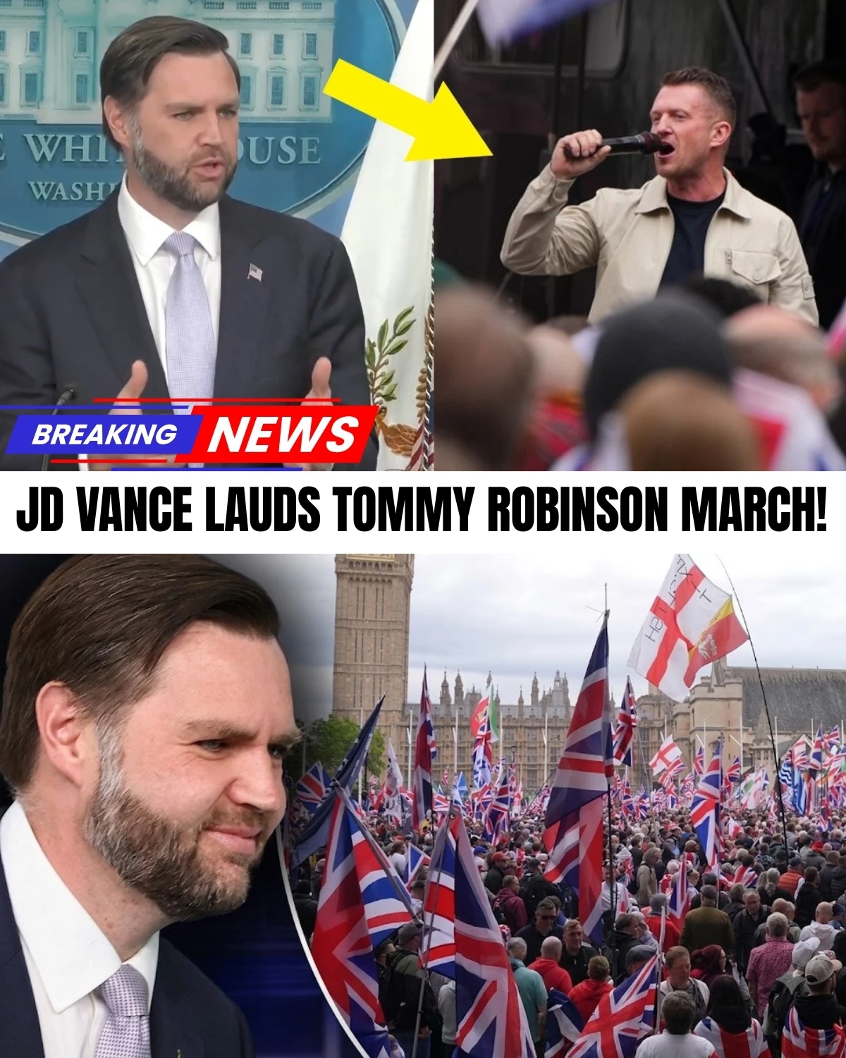 A massive diplomatic crisis has just erupted between the US and the UK! 😱 In a stunning White House press briefing, Vice President JD Vance dropped a nuclear truth bomb, openly encouraging the massive "Unite the Kingdom" protesters to "keep on going" against Downing Street!