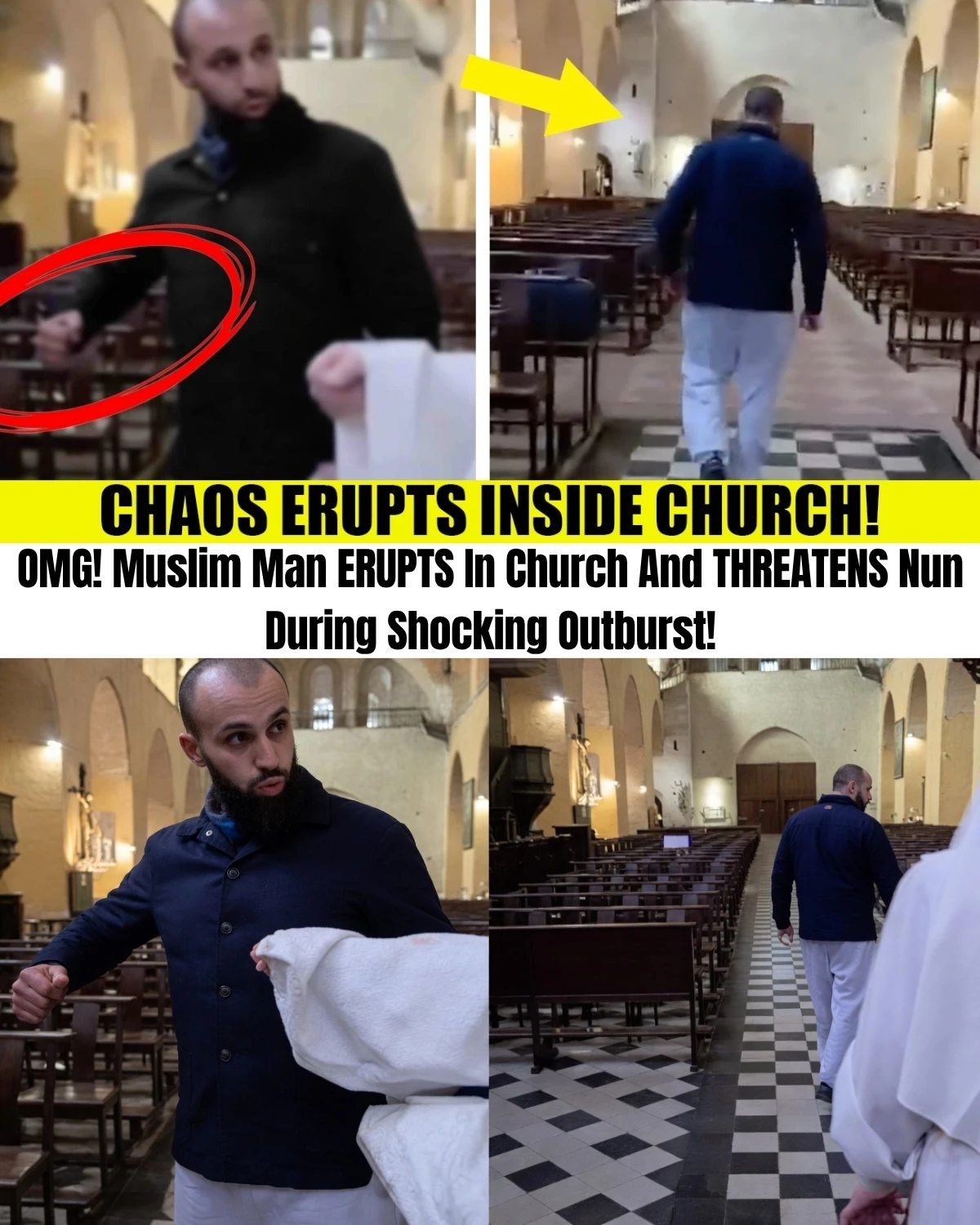 A wave of highly volatile incidents over the Bank Holiday weekend has left the entire nation in absolute disbelief! 📉 Explosive footage showing an aggressive confrontation inside a historic British church has just gone viral, triggering a massive political firestorm over law enforcement and integration.