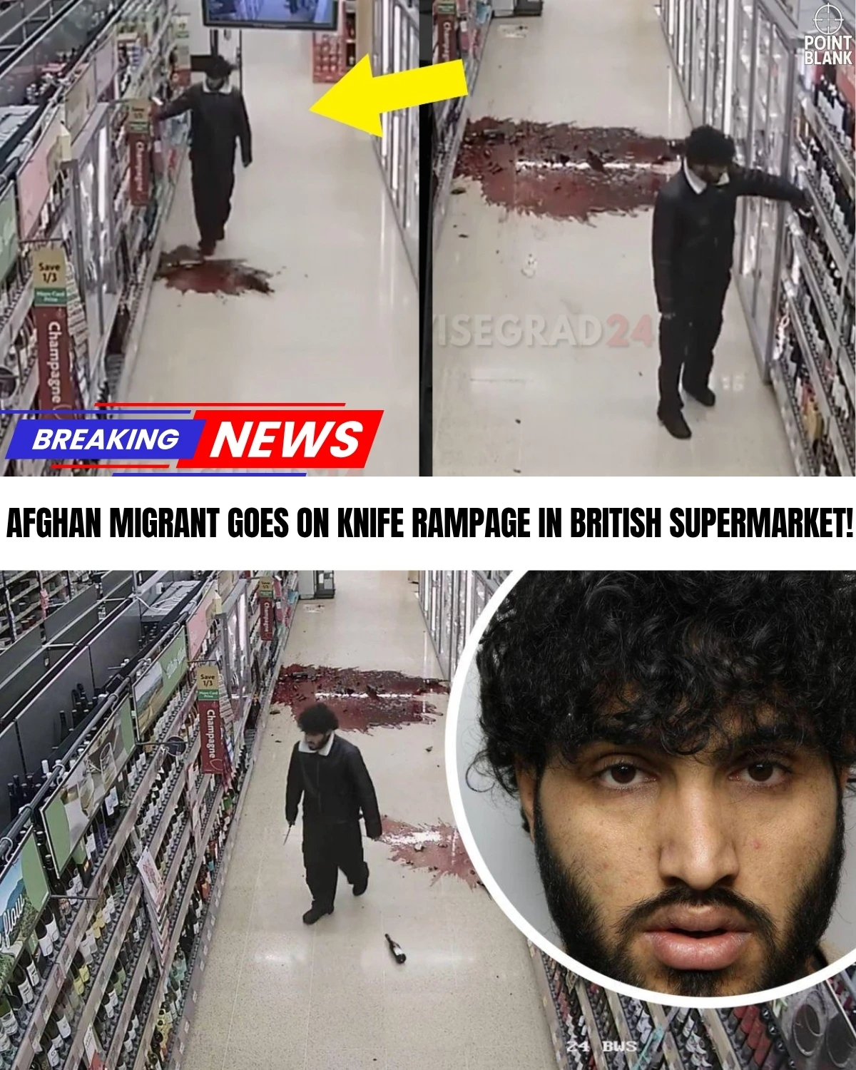 A shocking video is exploding across social networks! 🌍 Unbelievable footage captured the exact moment a man armed with a massive knife stormed into a local supermarket, sending terrified shoppers running for their lives!