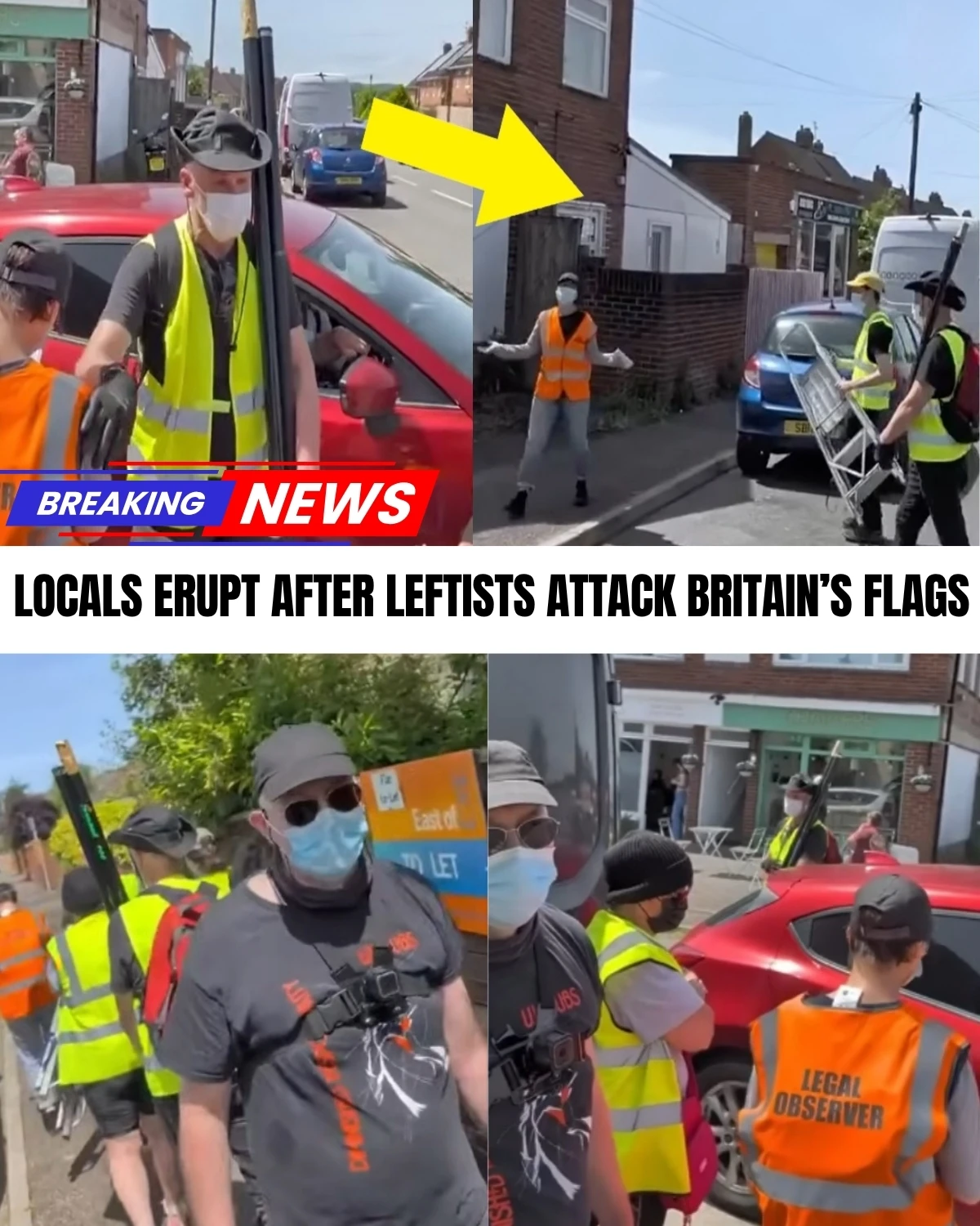 A shocking street-level confrontation has just gone completely viral! 😱 A furious resident launched a savage verbal takedown of masked activists trying to strip down national flags from his estate!