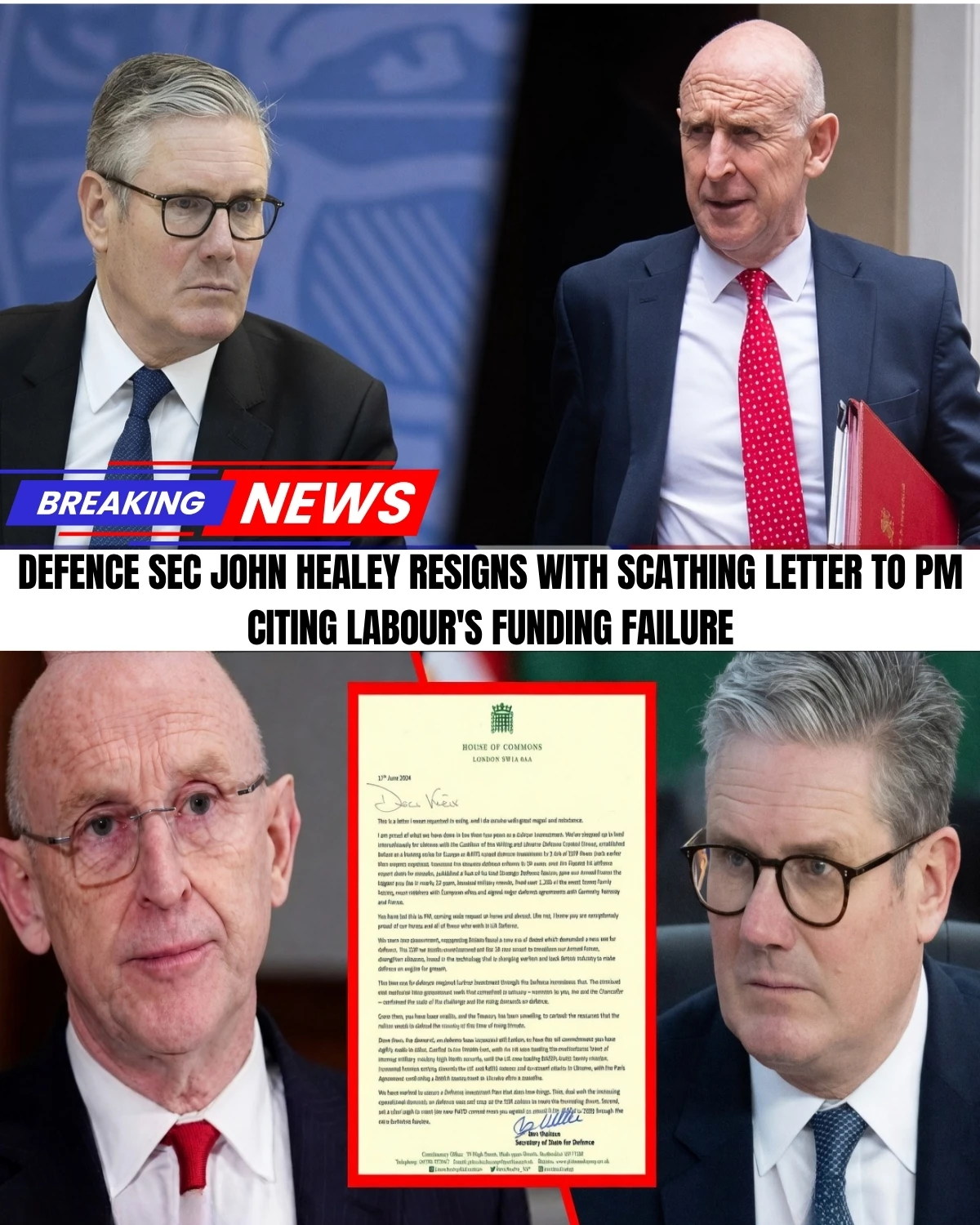 Unbelievable drama in Downing Street! 🇬🇧 Defence Secretary John Healey has just abruptly RESIGNED, leaving Prime Minister Keir Starmer facing an absolute nightmare scenario!