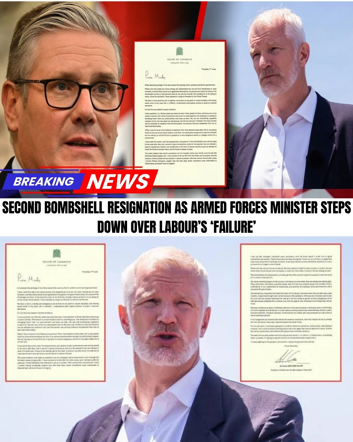 A political earthquake just hit Westminster and the shockwaves are leaving everyone speechless! 😱 Within a matter of HOURS, both the Defence Secretary AND the Armed Forces Minister have abruptly resigned, leaving PM Keir Starmer’s cabinet in total chaos!