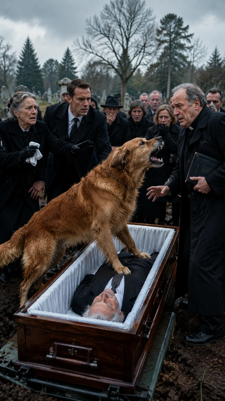 The Dog Would Not Let The Priest Finish The Funeral.