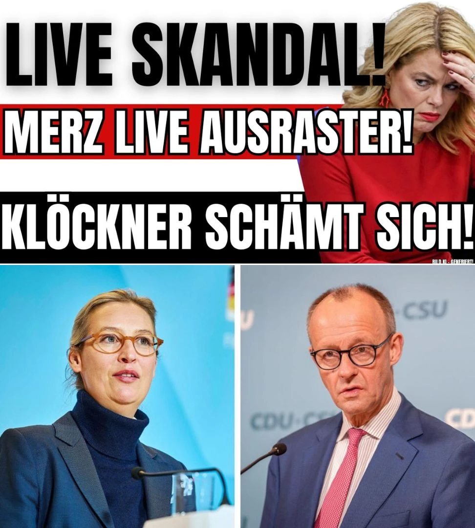 Merz beleidigt Weidel live im Bundestag und selbst Klöckner schämt sich für die CDU