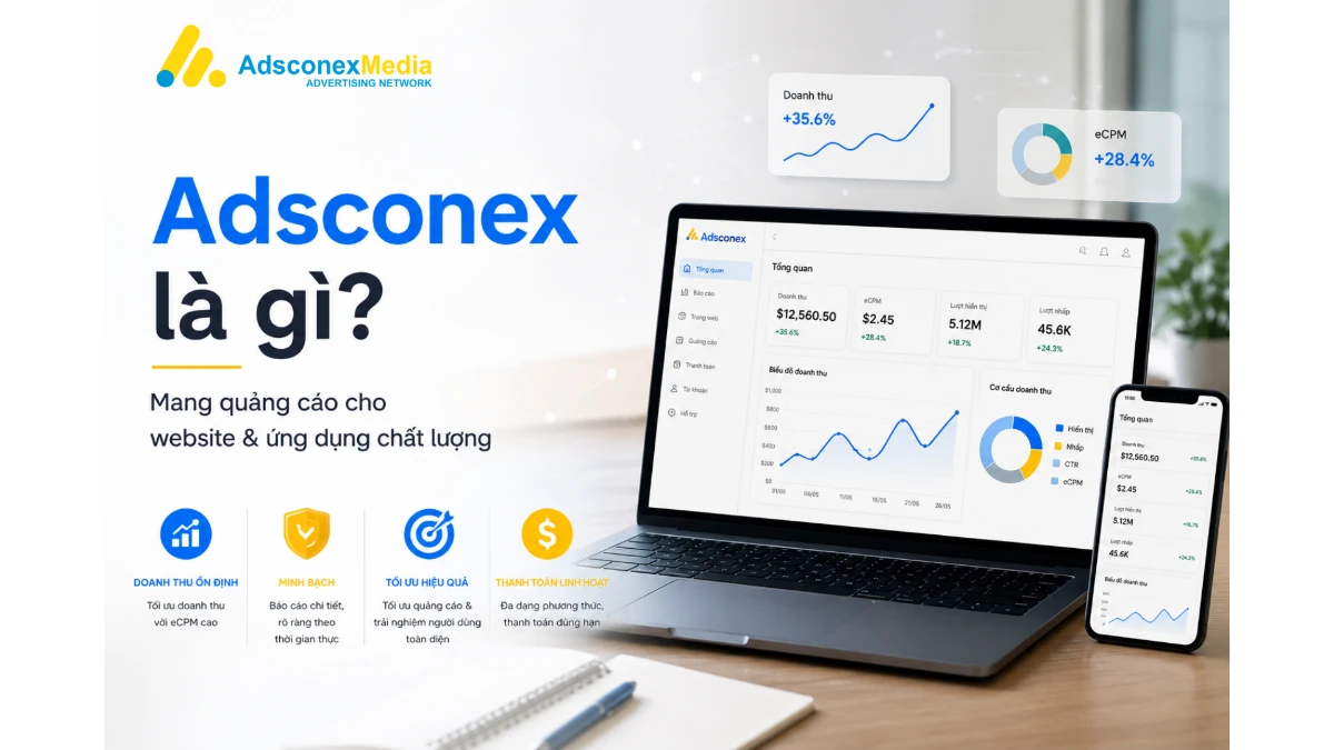 Adsconex là gì? Mạng quảng cáo tốt nhất cho trang web/ ứng dụng chất lượng