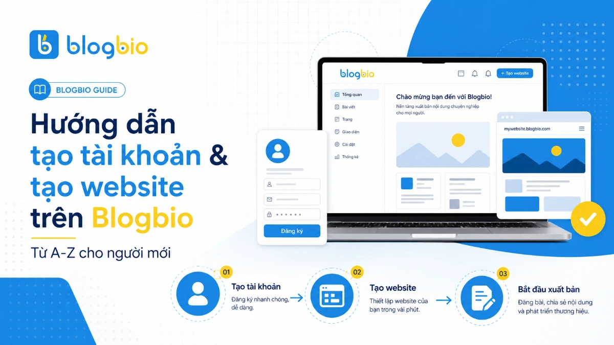 Hướng dẫn tạo tài khoản và tạo website miễn phí trên Blogbio từ A-Z