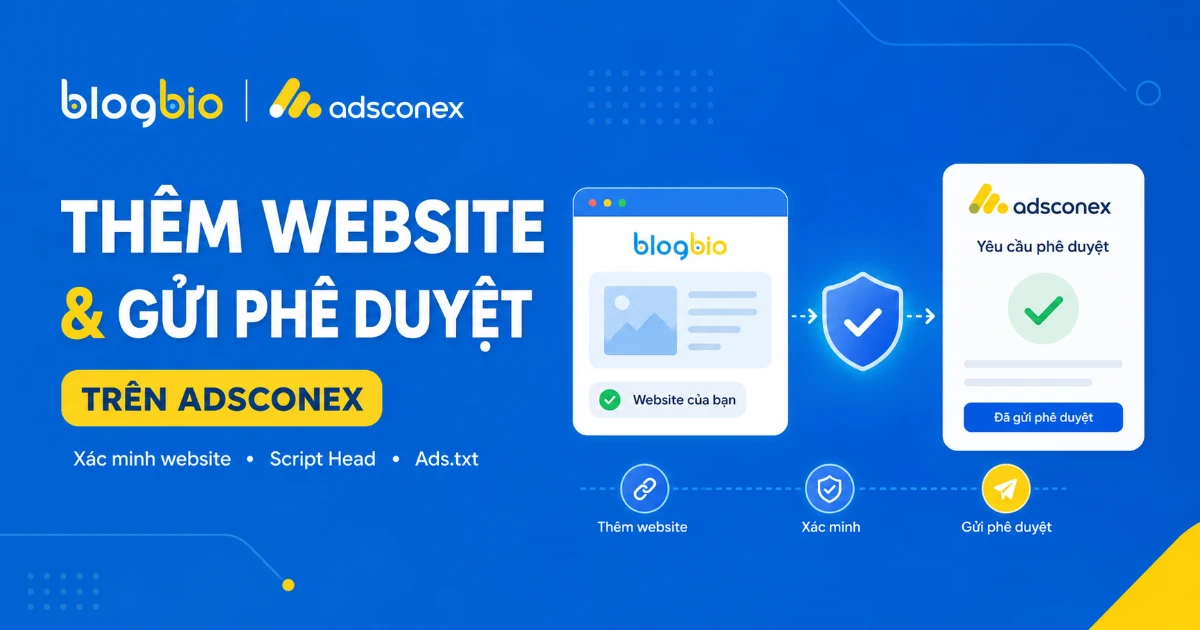 Quy trình thêm trang web và yêu cầu phê duyệt ads trên Adsconex