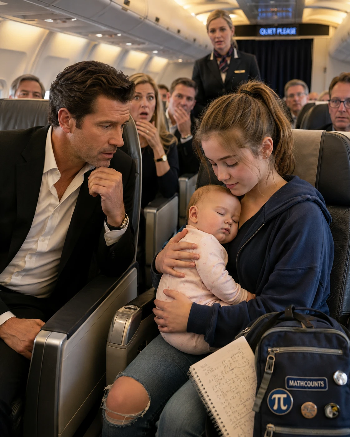 My Baby Screamed for Three Hours in First Class—Then a Quiet Girl From Economy Took Her in Her Arms M1