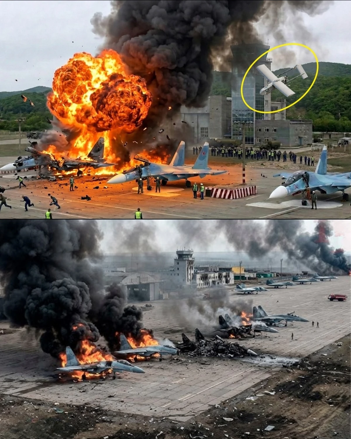 Ein genialer Trick der Ukraine legt den wichtigsten Russen-Stützpunkt auf der Krim in Schutt und Asche! 🤯✈️ Ein Schwarm billiger Drohnen hat das Milliarden teure S-400-System völlig ausgetrickst.