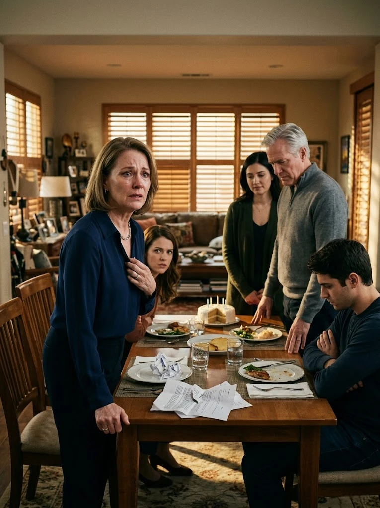 ON MY FIFTY-NINTH BIRTHDAY, MY HUSBAND ANNOUNCED HIS YOUNGER MISTRESS AT MY DINNER TABLE—BUT THE REAL TWIST CAME MONTHS LATER, WHEN A 23-YEAR-OLD DELIVERY DRIVER CRASHED IN FRONT OF MY HOUSE AND LOOKED AT ME LIKE I WAS STILL ALIVE.