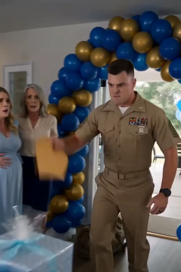 They decorated my house for another man’s child while my combat boots still sat by the door. Everyone froze when the DNA results, housing-benefit audit, and command investigation arrived before the balloons came down.