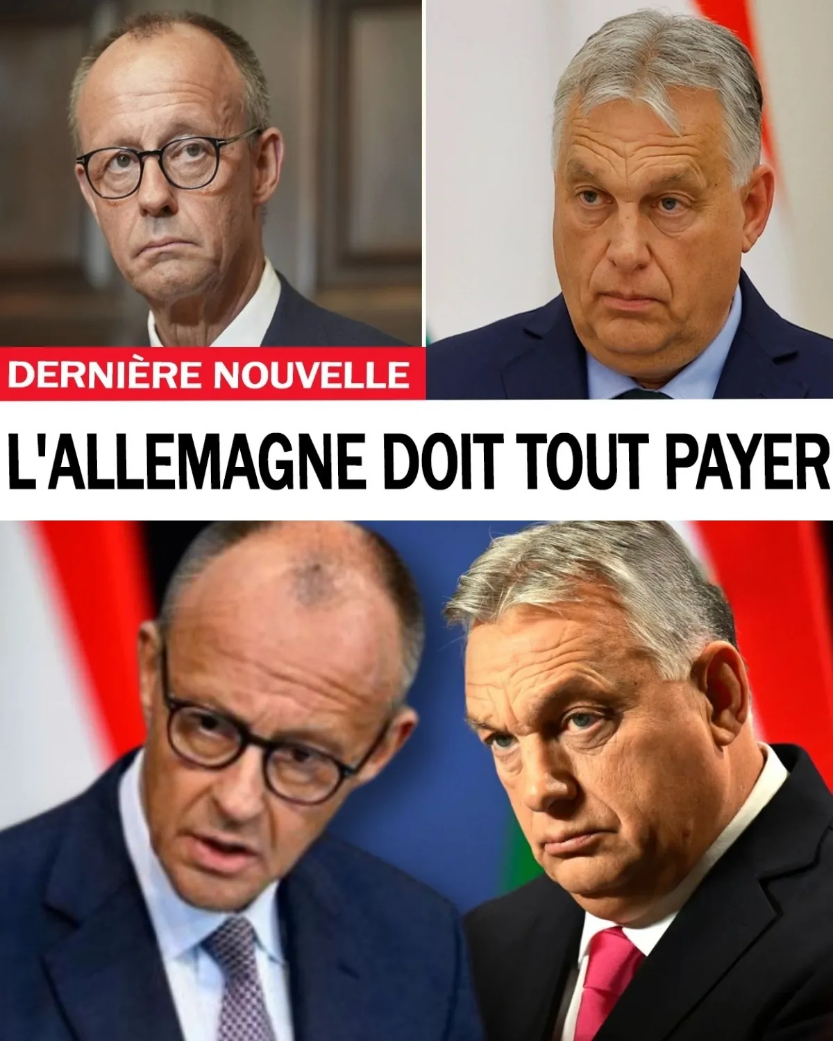 Le rideau est tombé et la vérité est terrifiante ! 🕵️♂️ Derrière les sourires de façade, Viktor Orbán vient de réaliser le "casse du siècle" à Bruxelles. Pendant que Merz et Macron fanfaronnent, la Hongrie et la Slovaquie ont dit NON : elles ne paieront PAS un centime des 90 milliards d'euros pour l'Ukraine !