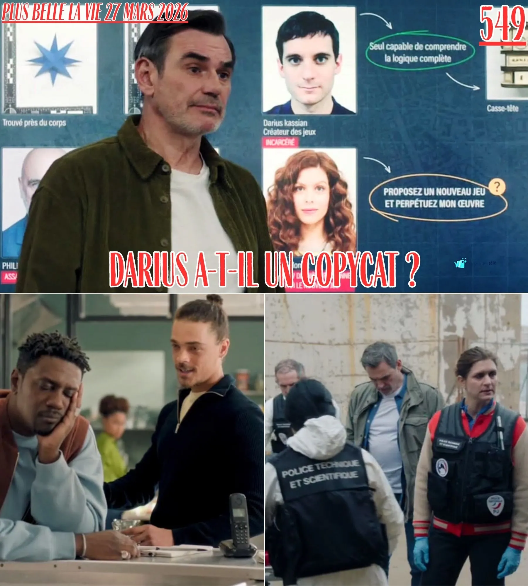 Darius a-t-il un copycat ? Basile, Delmas et Pelot liés à un nouveau tueur « origami » – Plus belle la vie 27 mars 2026 (épisode 549 – résumé complet PBLV)